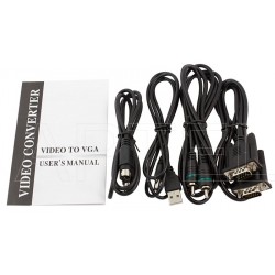 ממיר מתאם VGA 1280x1024 ל-S-VIDEO Video AV RCA TV ACTii AC7609