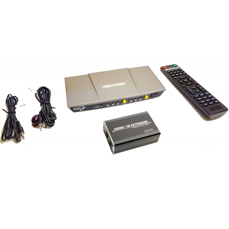 HDMI 3x2 矩阵切换分配器带50米延长器 3D EDID HDCP 4K 3840x2160 Dolby AC3 DTS5.1 DTS7.1及遥控器 ACTii AC2006