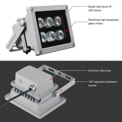 Spotlight, Infrared illuminator 6x LEDs ARRAY IR 40m 90st, Outdoor, for CCTV industrial cameras ACTii AC9137
