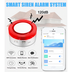 WIFI Smart Siren Wireless Alarm + PIR Motion Sensor, Window Door Sensor Remote Control Android iPhone Tuya Smart ACTii AC7127