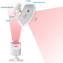 Alarm Dzwonek Gong Sklepowy Otwarcia drzwi Oświetlacz LED + Czujnik ruchu PIR 433mHz obsługa czujników ruchu ACTii AC3313