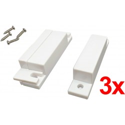 3x Czujnik Magnetyczny, Kontaktron Boczny, 64mm, 25mm szczelina, NC Schowany Kabel Kolor Biały Dla Satel Bosch ACTii AC4191