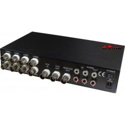 QUAD Image Divider für 8 BNC CVBS-Videokameras, 4x Audio, Farbe + Fernbedienung ACTii AC5088