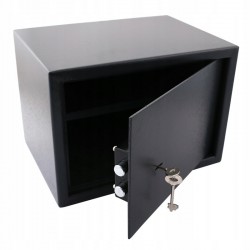 Cofre mecânico com chave autoportante 35x25x25cm duas prateleiras sólido preto ACTii AC1071