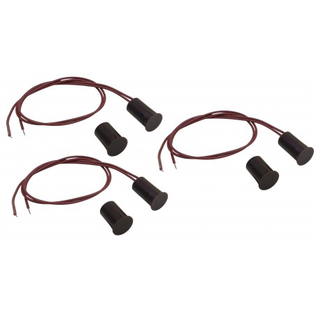 3x - Magnetic Sensor, NC Recessed Reed Switch, Brown, For Bosch Satel Elmes ... ACTii AC3793