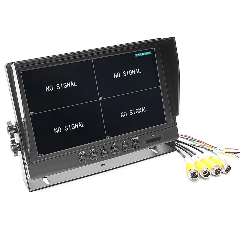 Moniteur LCD AHD 1080P de 9 pouces avec enregistreur DVR K. Camion d&#39;autobus à diviseur de quatre caméras pour voiture SD AC