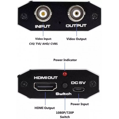 AHD DVI CVI CVBS BNC to HDMI 4K 2K 1080P 3MP 4MP 5MP 8MP 720P loop 500m converter ACTii AC2821