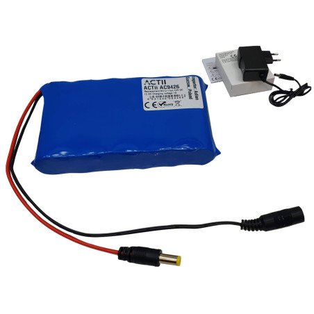 Batterie de secours 12V 5500mAh Li-Ion UPS pour caméras CCTV AHD IP DVI TVI en cas de panne de courant + Chargeur ACTii AC9426