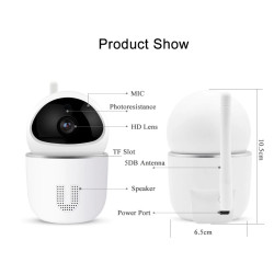 Kamera IP Boleh Putar, 1080p WIFI Diod IR 20m AUDIO Kad SD Tuya Smart IFTTT Alexa Google Assistant ACTii AC6144