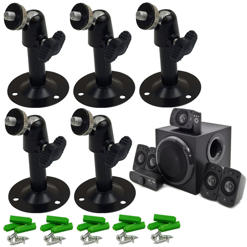 5x Мацаванне для дынамікаў Насценнае і столевае мацаванне для Logitech Z906 5.1 Sound System - Высокая якасць ACTii AC4808