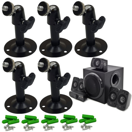 5x Мацаванне для дынамікаў Насценнае і столевае мацаванне для Logitech Z906 5.1 Sound System - Высокая якасць ACTii AC4808