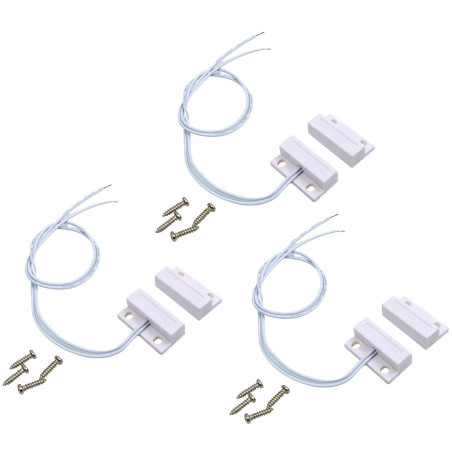 3x - Magnetic Sensor, NC Side Reed Switch, White, For Bosch Satel Elmes ... ACTii AC3857