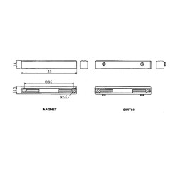 Czujnik Magnetyczny, Kontaktron Boczny, 110mm, 50mm szczelina, NC - kolor biały Dla Satel Bosch Bramowy Garażowy ACTii AC2404