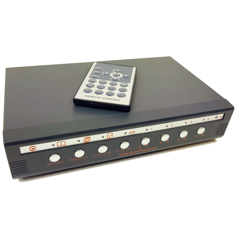 Divisor d'Imatge QUAD per a 4 càmeres industrials CCTV AHD TVI CVI CVBS HDMI 1080p VGA + Comandament a distància ACTii AC8247