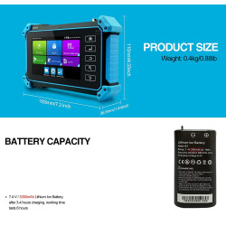 5英寸触摸屏IP摄像机测试仪 LCD显示 1920x1080 AHD CVI TVI CVBS PTZ PoE WIFI ONVIF 4K Android RJ45 ACTii AC5407
