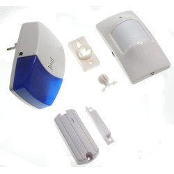 Allarme senza fili, Sistema di allarme con combinatore GSM, sirena wireless, sensore PIR e 2 telecomandi ACTii AC6503