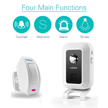 Alarm Sonerie Gong Magazin Deschidere uși Iluminator LED + Senzor mișcare PIR 433MHz suport senzori ACTii AC3313