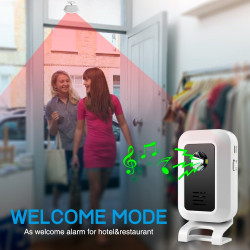 Alarm Dørklokke Butiksdøråbner LED-lys + PIR-bevægelsessensor 433MHz understøttelse af bevægelsessensorer ACTii AC3313