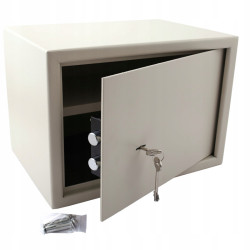 Coffre-fort mécanique à clé, autoportant 35x25x25cm deux étagères, robuste ACTii AC1070