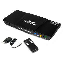 KVM preklopnik 2x1 HDMI 4K 1080p 3x USB 2.0 18Gbps HDCP 2.2 EDID HDR IR daljinski ACTii AC7695