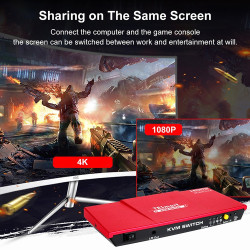 Switch KVM 2x1 HDMI 4K 1080p 3x USB 2.0 18Gbps HDCP 2.2 EDID HDR Controle IR ACTii AC7695