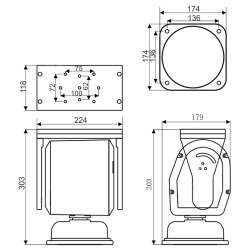 Cabezal giratorio CCTV para paneles solares exterior PAN TILT 355 grados 70 grados 12V RS 485 carga 10kg ACTii AC3362