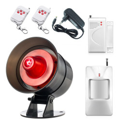 Brezžični alarm plus PIR senzor gibanja plus senzor za vrata in okna plus zunanja sirena 110dB plus daljinski upravljalnik zvone