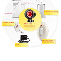 Sistema d'alarma sense fil amb sensor de moviment PIR sensor de portes finestres sirena externa 110dB i comandament timbre ACTii