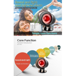 Sistema d'alarma sense fil amb sensor de moviment PIR sensor de portes finestres sirena externa 110dB i comandament timbre ACTii