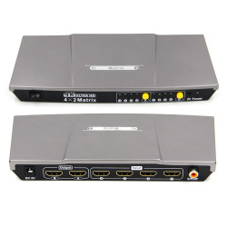 Matrix Switch Splitter HDMI 4x2 3D EDID HDCP 4K Ultra HD 3840x2160 Dolby AC3 DTS5.1 DTS7.1 DVI med fjernbetjening ACTii AC4039