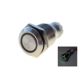 Opplyst bryter LED grønn DC 12V PÅ AV bil 16mm metallbryter ACTii AC1673