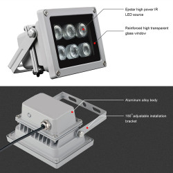 Reflector, iluminator infraroșu 6x LED-uri ARRAY IR 40m 90 grade, Exterior, pentru camere de supraveghere CCTV ACTii AC9137