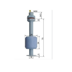 Plavákový spínač Snímač hladiny kvapaliny vody Stýkač Vertikálna montáž 90mm 230V NO NC ACTii AC7402