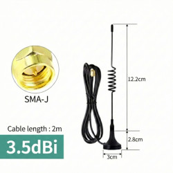 433MHz 3.5dBi magnetisk antenn SMA-J 2m RG174 kabel ACTii AC7575