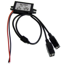 2 USB Power Supply 5V 12V Car Converter 3A Voltage Reducer ACTii AC2267