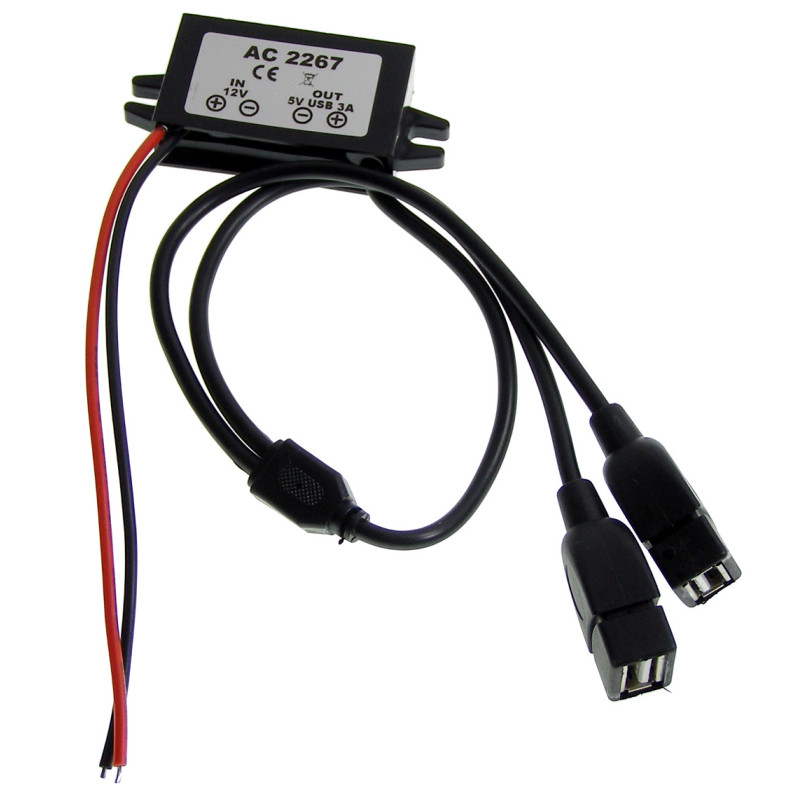 Блок живлення 2 USB гніздо 5V 12V Автомобільний перетворювач 3A Редуктор напруги Конвертер ACTii AC2267