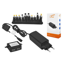 Zasilacz uniwersalny do laptopów 19V 3.42A 65W 10 wtyków ładowarka notebook USB 5V 2.1A DC ACTii AC4950