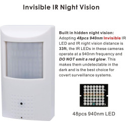 Rejtett IP kamera PIR mozgásérzékelő házban 1/2.7 CMOS 8MP 3840x2160 H.265 PoE IR LED 48X 940nm FTP 3.7mm ACTii AC6362