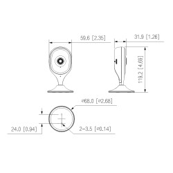 Dahua IP Wi-Fi Cube Camera 3 Mpx 2.8 mm 10m IR H.265 WDR Wi-Fi 6 IP66 Bluetooth DMSS P2P DAHUA C3A