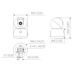 屋内用Wi-Fi旋回IPカメラ 3Mpx 3.6mm IR 10m オーディオ SDカード クラウド P2P AI追尾 DAHUA H3B