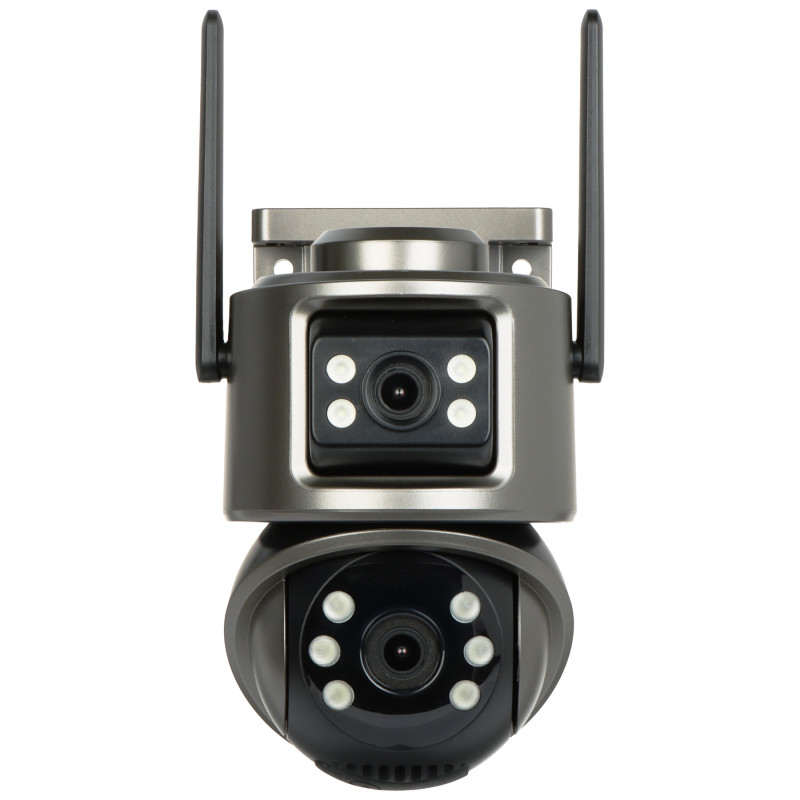 กล้อง IP ภายนอกอาคารแบบหมุน Wi-Fi Full-Color 2x3Mpx 2x3.6mm เลนส์คู่ ระบบติดตามบุคคล IR LED DELTA CCTV ICSEE-W62SD-2