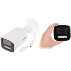 Câmara IP 6 Mpx Smart Hybrid Light ColorVu Motozoom WDR IR LED PoE SD IP67 Externa Bullet AI Hikvision DS-2CD1663G2-LIZU(2.8-12M