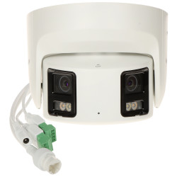 Панарамная IP-камера 180 градусаў ColorVu 7.4MPx Двайны аб'ектыў 4мм Аўдыё Актыўнае стрымліванне LED 30м IP67 PoE Hikvision DS-2