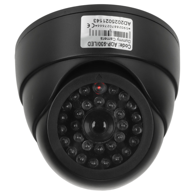 Indoor dome dummy camera with flashing LED black for CCTV preventive monitoring Delta ADP-930/LED