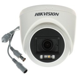 Câmara 4em1 Híbrida 3K 5MP IR 20m LED 20m Microfone Lente 2.8mm Smart Hybrid Light Ângulo de Visão Largo AoC Hikvision DS-2CE76K