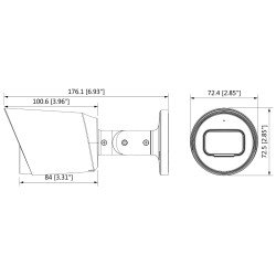 Камера 4-у-1 AHD CVI TVI PAL 1080p 2MP IR 30m IP67 Шырокавугольны аб’ектыў 2.8mm Вонкавая цыліндрычная металічная DAHUA HAC-HFW1
