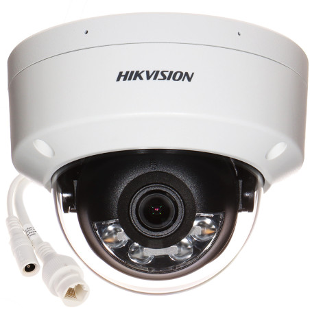กล้องโดม IP Smart Hybrid Light 4MP ทนต่อการทุบทำลาย WDR 120dB IR LED ไมโครโฟน ภายนอก IK08 Hikvision DS-2CD1143G2-LIU(2.8MM)PL
