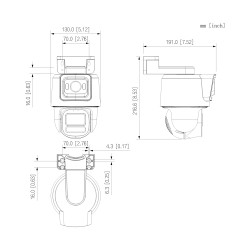 Вулічная паваротная PT IP-камера Dual Lens WizColor Актыўнае стрымліванне 4Mpx 2Mpx AI-ISP Гібрыдны зум PoE DAHUA IPC-PTS2449C-4