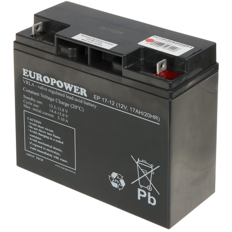 유로파워 12V 17Ah AGM 무보수 배터리 UPS 알람 CCTV 비상 전원 시스템 VRLA Europower 12V/17AH-EUROPOWER-E