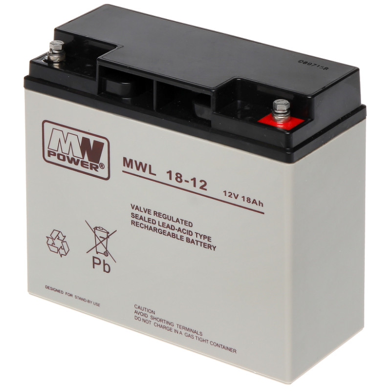 MW Power 12V 18Ah AGM VRLA 铅酸蓄电池 免维护 UPS 消防报警系统 MW POWER 12V/18AH-MWL